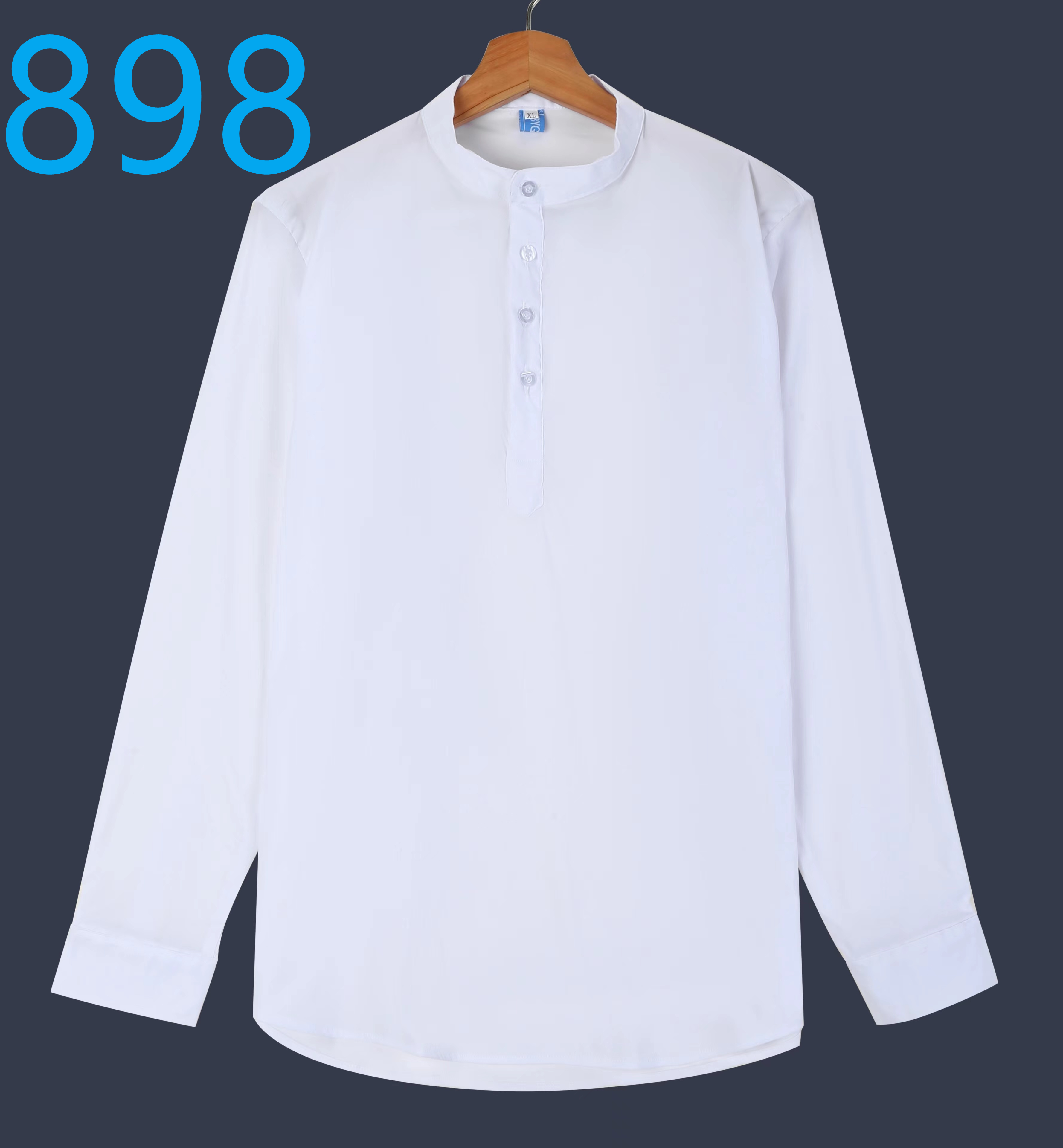 Long Sleeve Polo Chinese Collar Half Button For Men Lazada PH