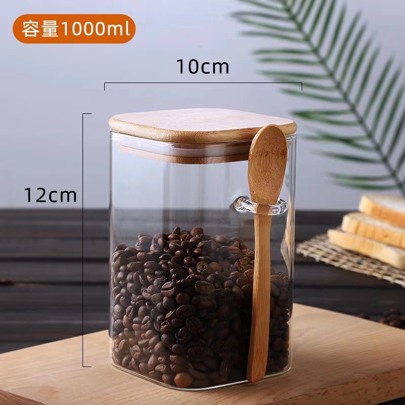 Shopcoins Airtight Food Storage Jar Glass Coffee Bean Jars Containers