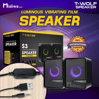 T-Wolf S3 RGB Gaming Desktop Speakers USB-Powered Wired PC Dual Speakers With Colorful LED Lights sound blaster