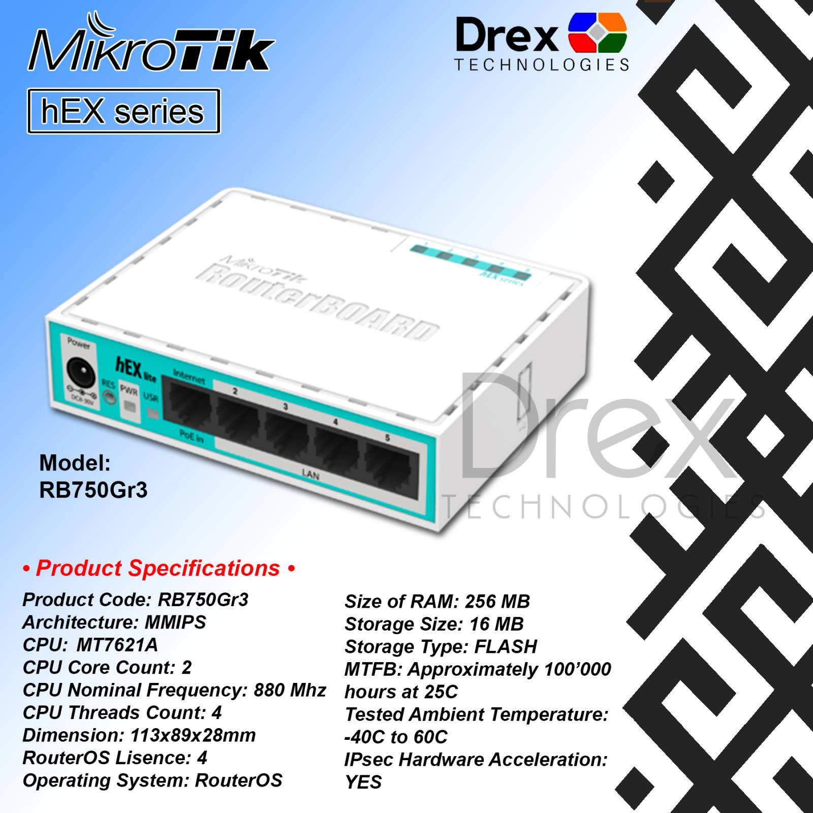Mikrotik Hex RB750Gr 3 Hex Series RouterBoard | Lazada PH