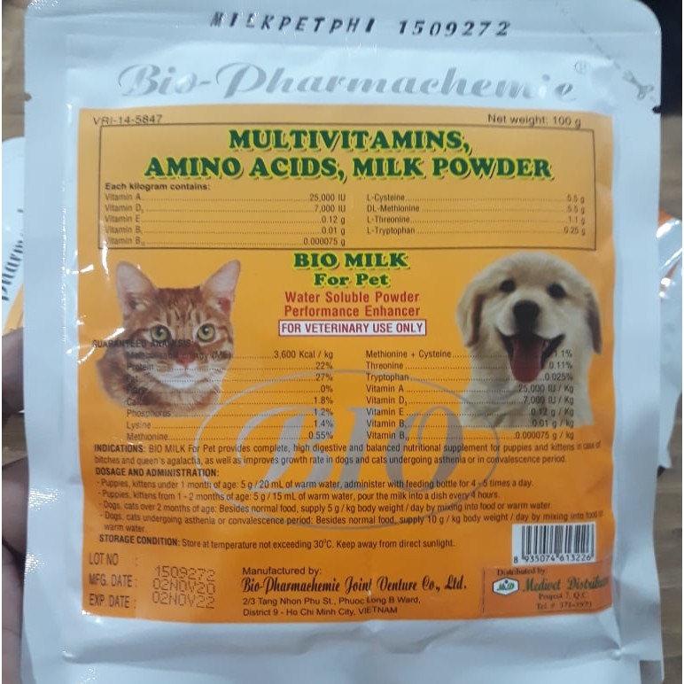 Bio Milk for Pet 100g Multivitamins Amino Acids Milk Powder Lazada PH