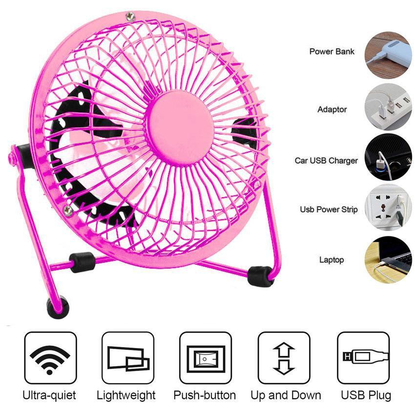 Metal Desk FanGlamouric Small Table Fan 4 Inch Mini Portable Size USB
