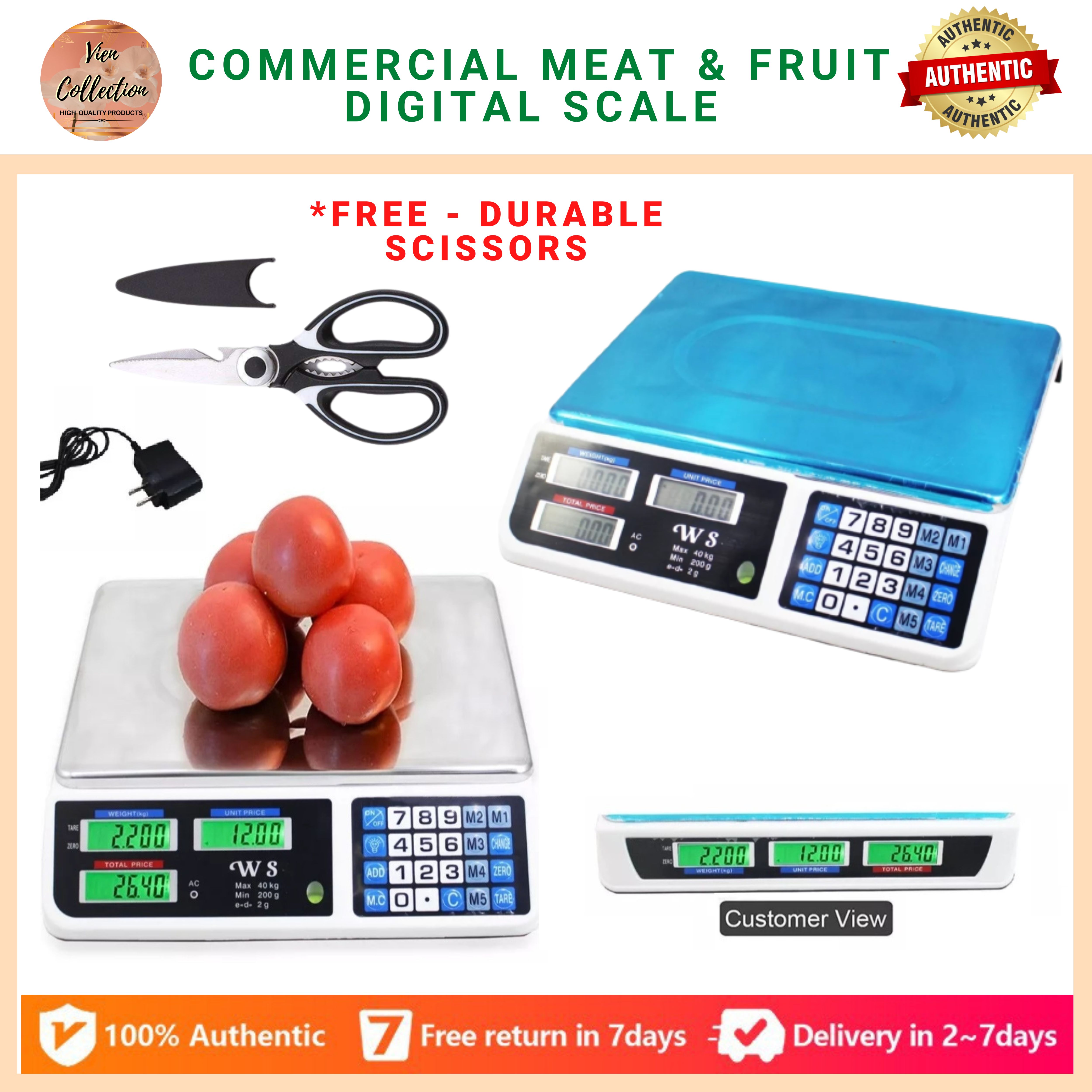 Price Computing Scale, Digital Food Commercial Scale, 88lb/40kg Electronic  Co