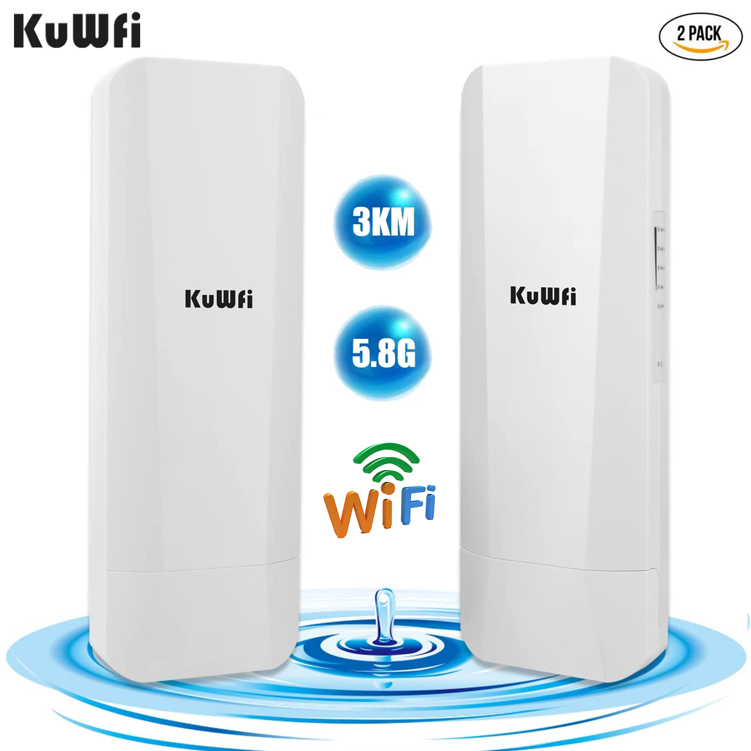 KuWFi Outdoor 5.8G Wifi Router Gigabit Wireless Bridge 900Mbps Wifi Repeater  3-5KM Long Range WiFi Coverage 14dBi Antenna