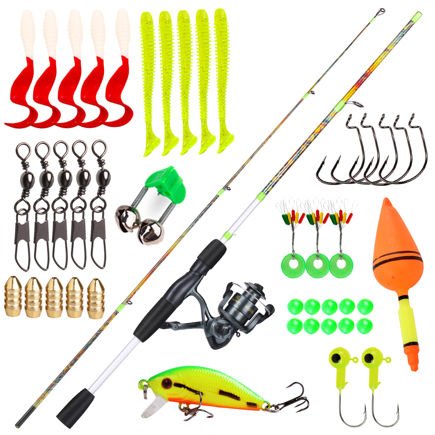 Fishing Rod Sets Full Set 5.2:1 Spinning Fishing Reels Carbon Spinning Rods  Fishing for Saltwater Fishing Accessories