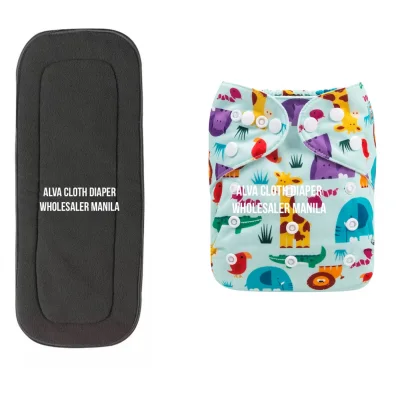 1 Alva Washable Cloth Diapers ✅1 Bamboo Charcoal Insert 5-Layer Animals