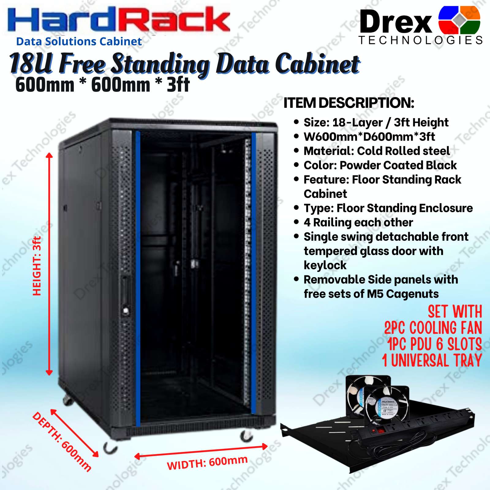 hard-rack-18u-600x600x3ft-free-standing-data-cabinet-with-2-exhaust-fan