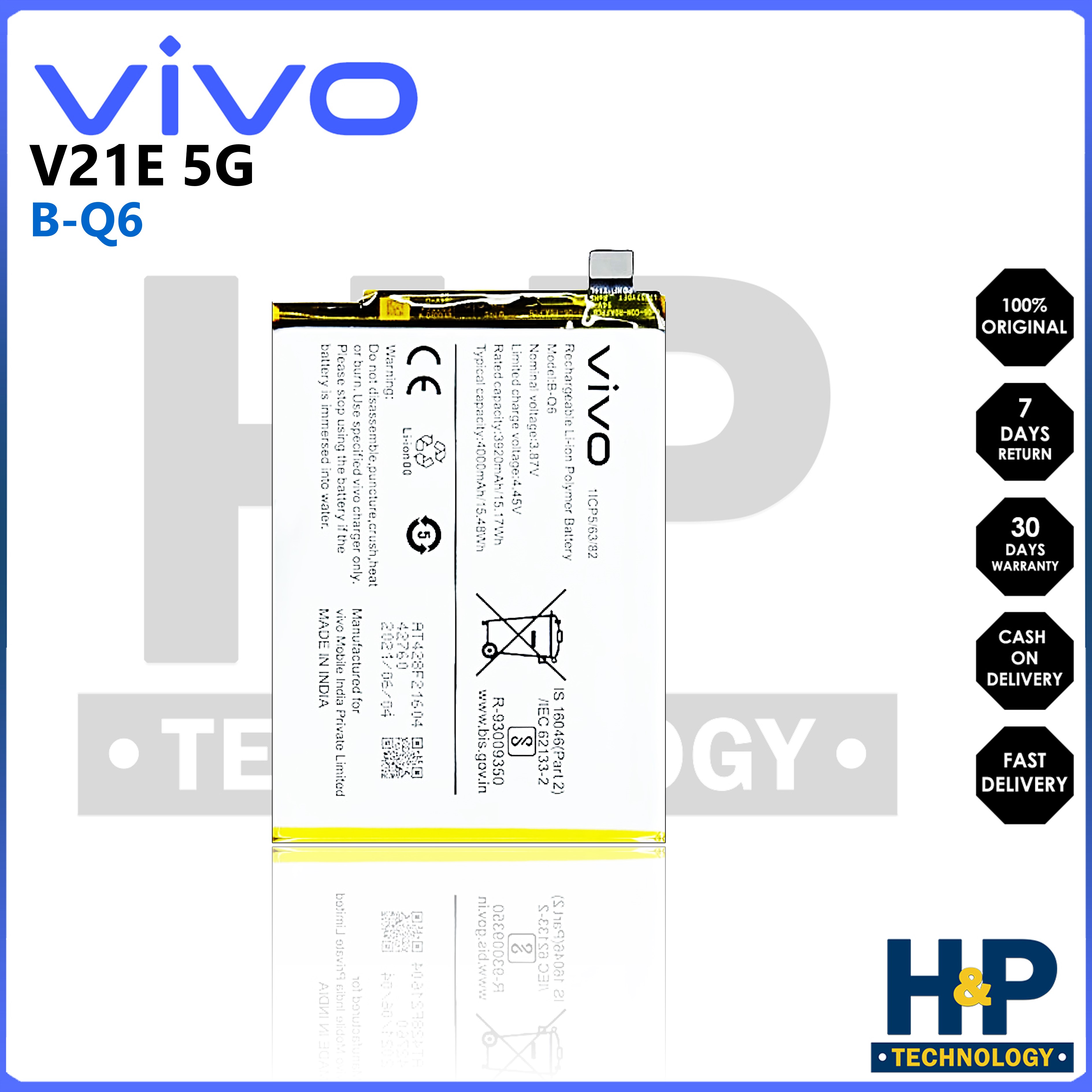 vivo v21e 5g battery