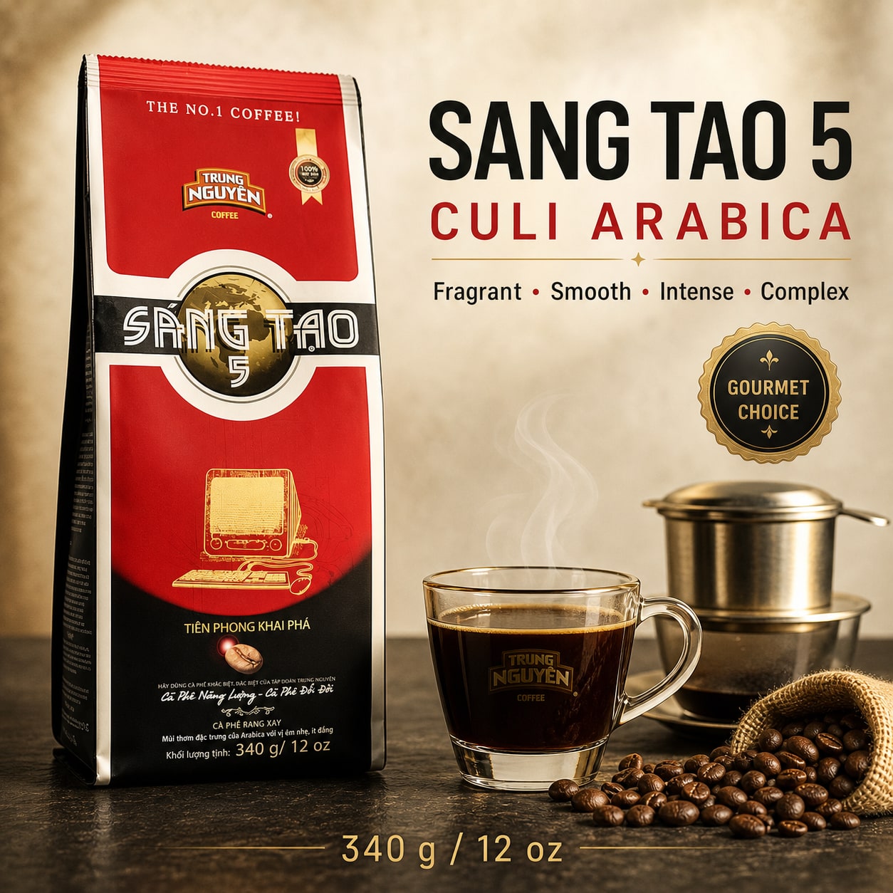 TRUNG NGUYEN Sang Tao 250g4個セット Trung Nguyen Ground Coffee Beans - Sang Tao 1 2 3 4 5 - Vietnam