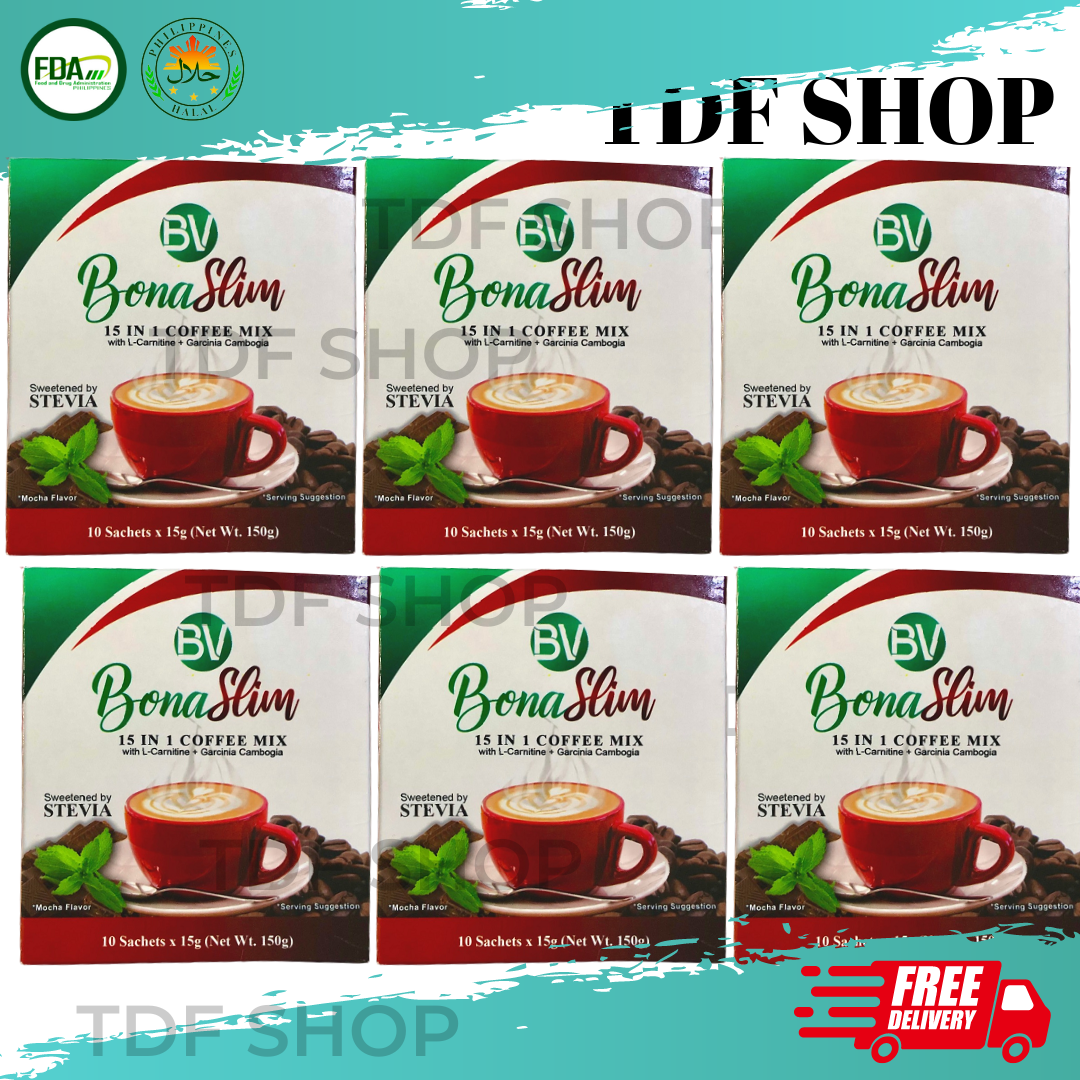 (6) BonaSlim 15 in 1 BonaVita Slimming Coffee 10 Sachets with L