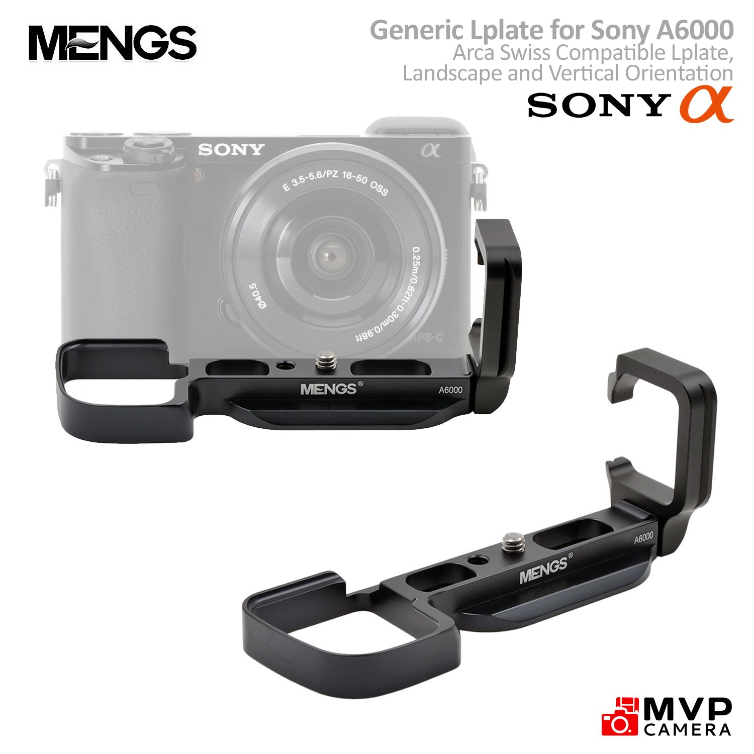 Vertical L Bracket Mount Quick Release Plate Camera L-Plate Hand Grip with Cold Shoe Mount Metal Heavy Load Hand Grip for Sony A6400 Camera