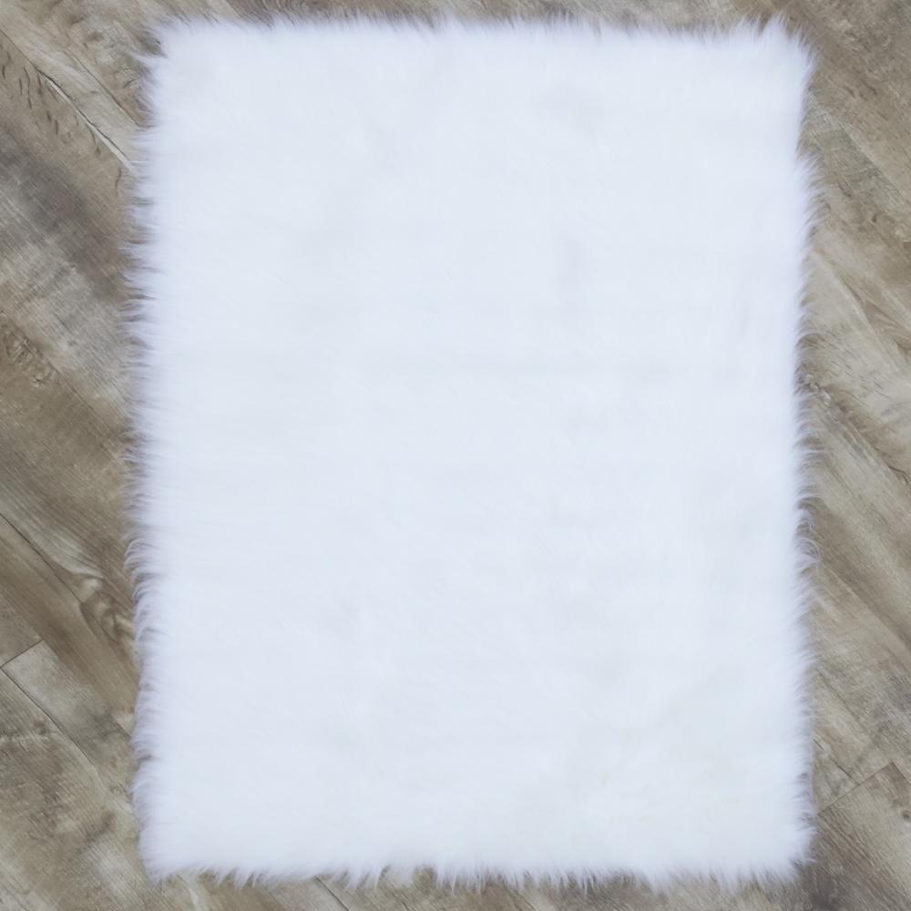 White Faux Fur Rug Size 60x80, Fur White Rug