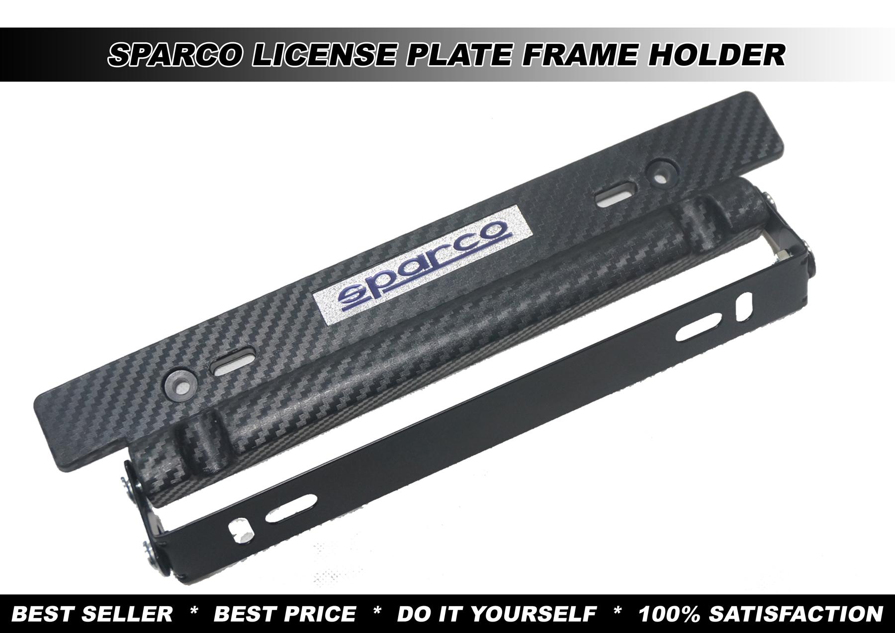 Sparco License Plate Frame Holder Carbon Fiber Racing Number Plate Holder Adjustable Mount Bracket