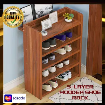 5 Layer Wooden Shoe Rack Space Saving Shoe Rack Wooden Organizer Shoe Organizer Holds 15 Pairs Of Shoes Dimension 60cm X 42cm Lazada Ph