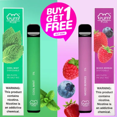 BUY 1 TAKE 1 Puff Plus Disposable Pod Device Electronic Cigarettes 5% Saltnic 800 Puffs (COOL MINT + MIXED BERRIES)