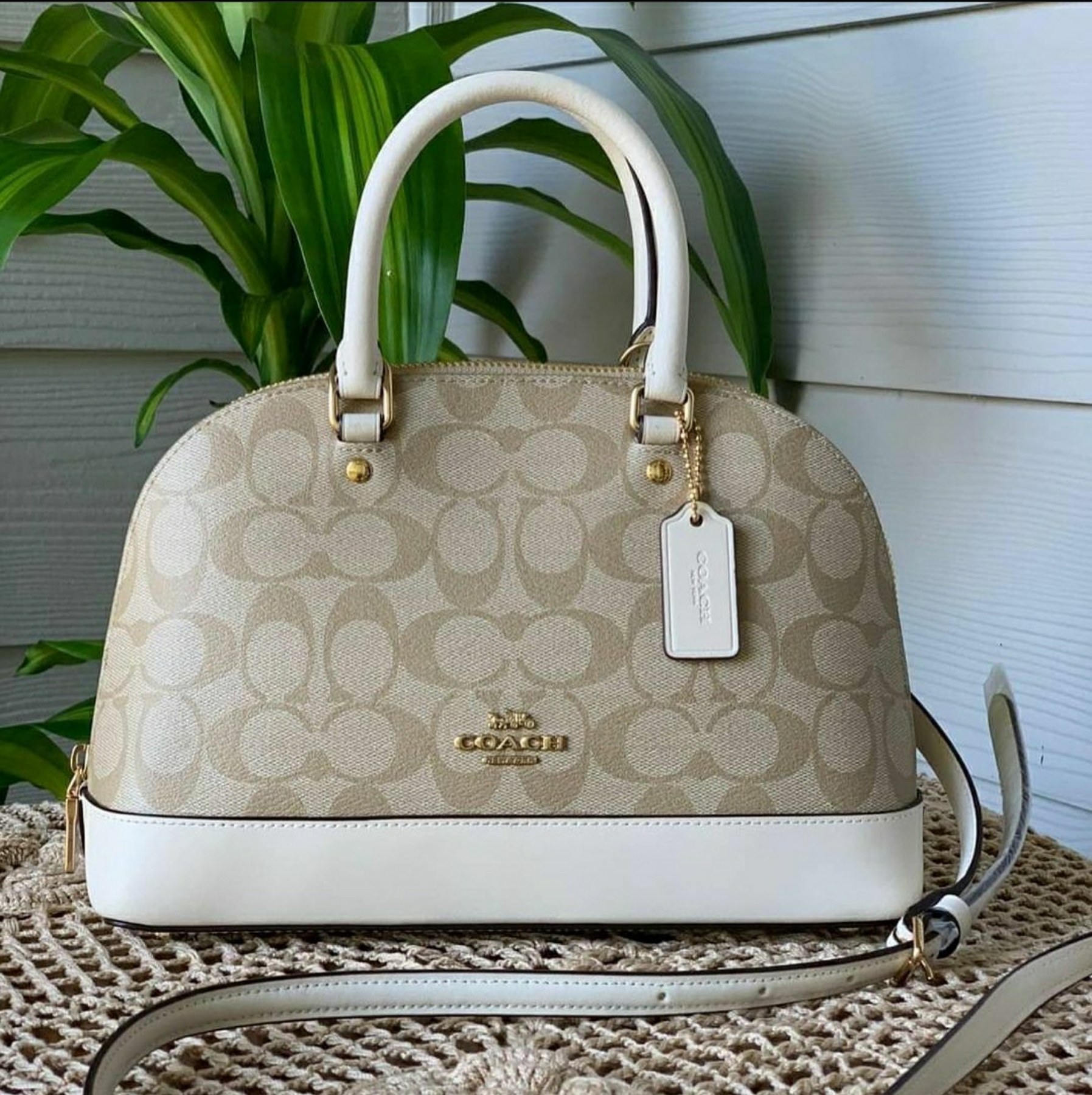 Coach F27583 Signature Mini Sierra Satchel Handbag Light Khaki Vintage –  Balilene