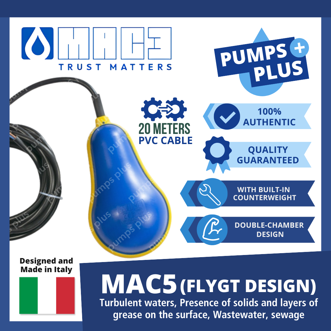 MAC5 Float Switch (Flygt Design) with 20-meters PVC Cable for ...
