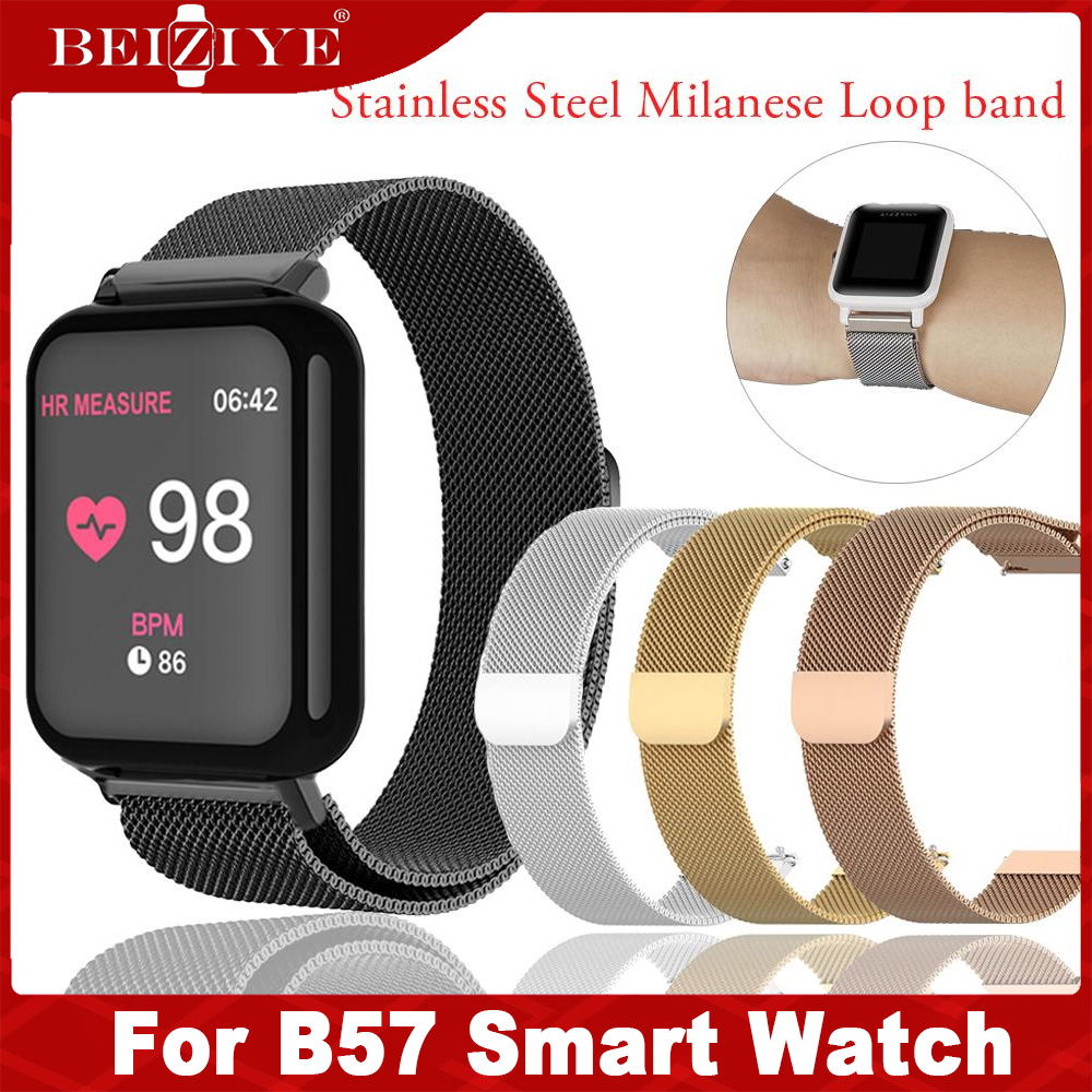 B57 Smartwatch Bracelet Stainless Steel Milanese Loop Watch Band