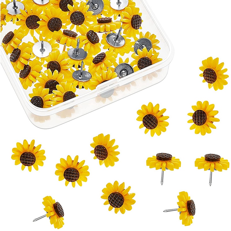 Sunflower Push Pins Sunflower Tacks Flower Cork Board Tacks Sunflower Thumb Tacks for Photos Wall Maps