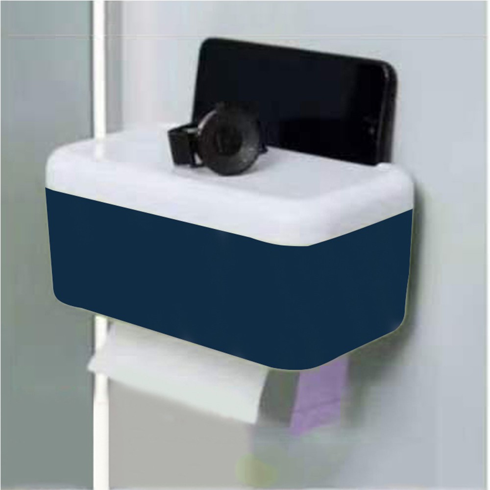 2-in-1 Bathroom Tissue Box Paper Phone Tablet Holder Punch-free Self-adhesive 