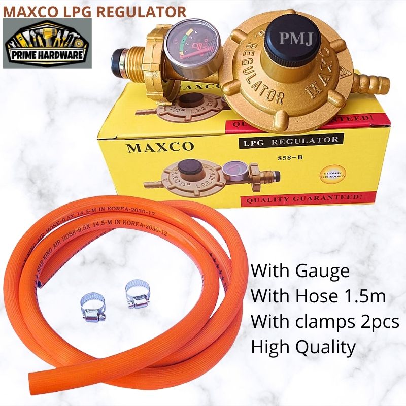 Maxco LPG Regulator With Gauge and free regulator hose 1.5m and 2 pcs ...