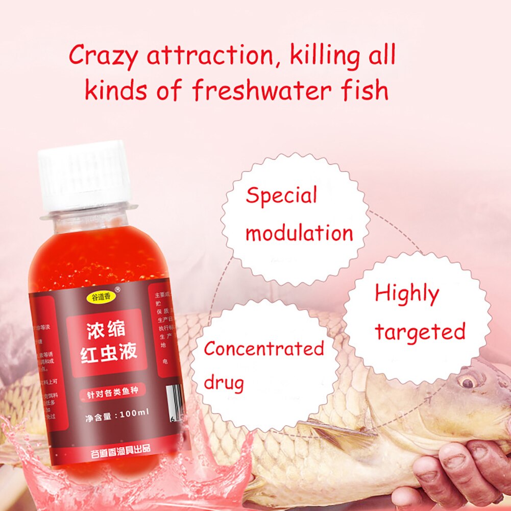 100ml Fish Attractant Red Worm Liquid Fish Bait Additive For Trout