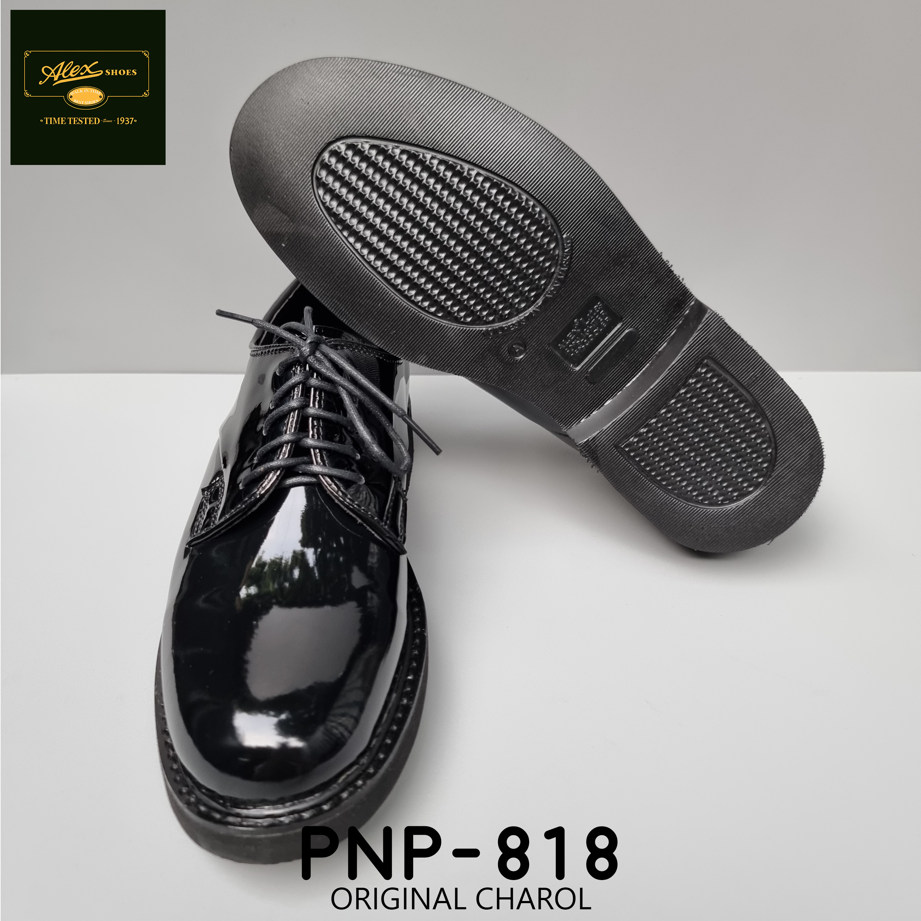 Pnp Shoes Of Police ALEX SHOES PNP-818 LITES BLACK CHAROL/WET LOOK