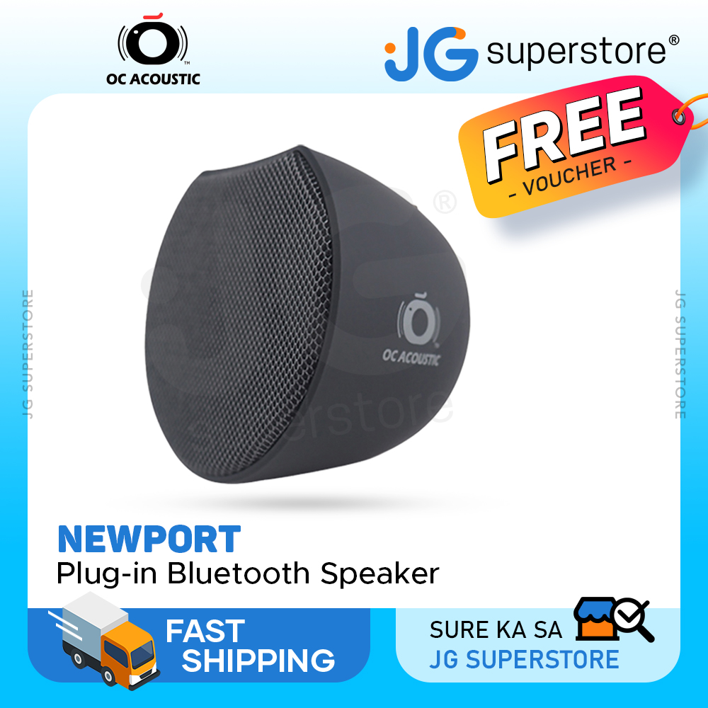 OC Acoustic Newport Plug-In Outlet Speaker with Bluetooth 5.1 and Built-in USB Type-A Charging Port (Charcoal/Black)