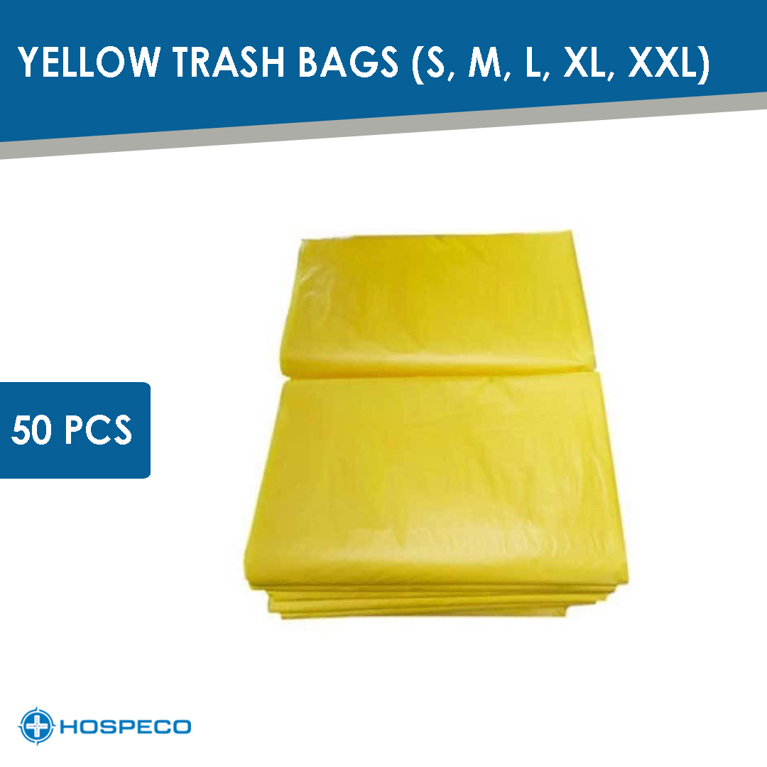 YELLOW Trash Bag Garbage Bag 50 pcs (XL) Heavy Duty Wholesale, HOSPECO