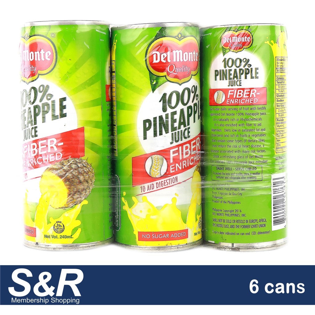Del Monte Pineapple Juice Fiber 6 cans Lazada PH