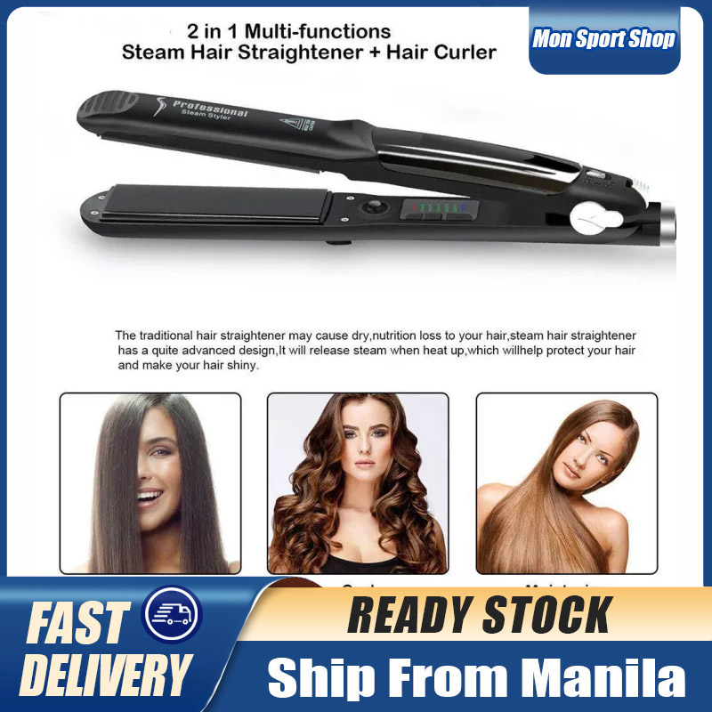 👍Original + 24 hours delivery🚗✔️】Professional Ceramic Steam Hair  Straightener Fast Heating Hair Flat Iron Vapor Hair Iron Women Salon  Rebonde Hair Styling tools | Lazada PH