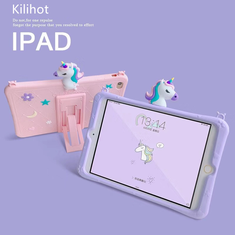 Case for Samsung Galaxy Tab A  2019 SM-T290 T295 T297 Casing Cute Cartoon  Unicorn Silicon Cover Shockproof Kids Tablet Stand Samsung Cover Kid Girl  Case with Shoulder Strap Lace Soft Sleeve