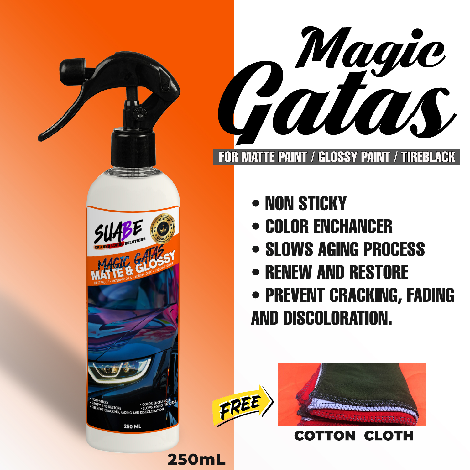 Magic Gatas FREE COTTON CLOTH - Non Greasy Cleaner for Matte & Glossy ...