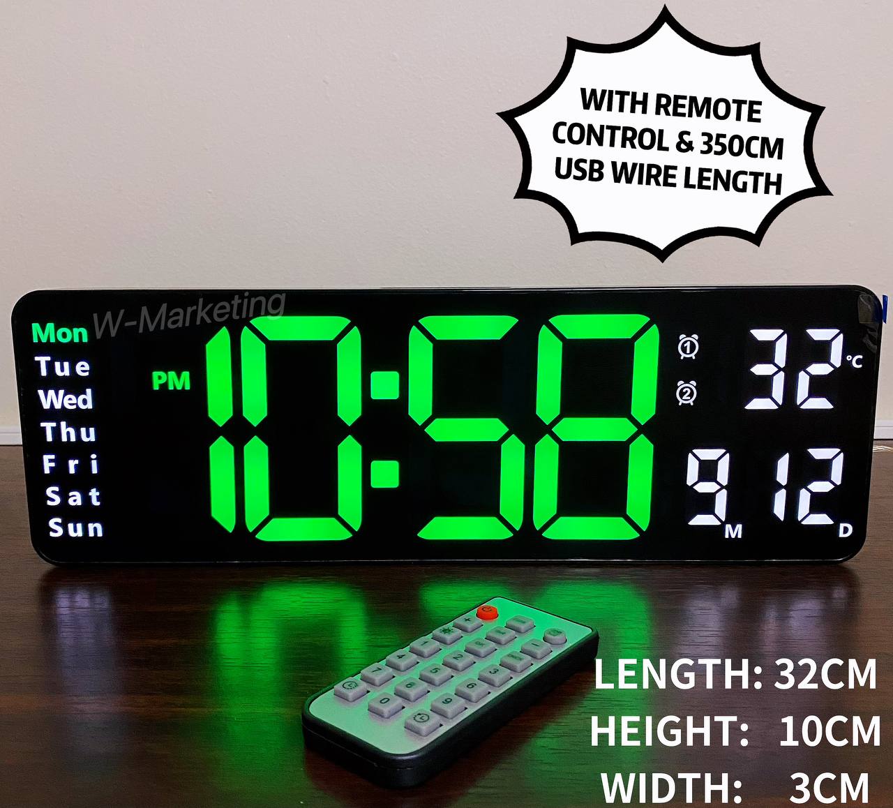 (6629) LARGE Digital Remote Control with COUNTDOWN & TIMER with Alarm