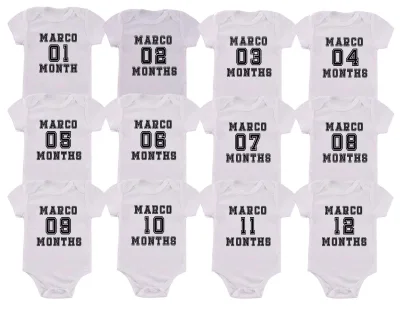 Customized Monthly Milestone Jersey Type on Baby Onesie