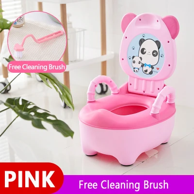 Baby Toddler Potty Training Toilet Seat Kid Fun Toilet Trainer Panda Figure[Pink]
