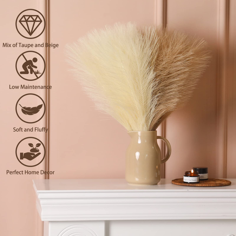 5/10/20 Nhân Tạo Cỏ Pampas Lông Tơ Giả Cỏ Pampas Trang Trí Cho Bình Hoa Giả Boho trang Trí Tiệc Trang Trí Trong Nhà