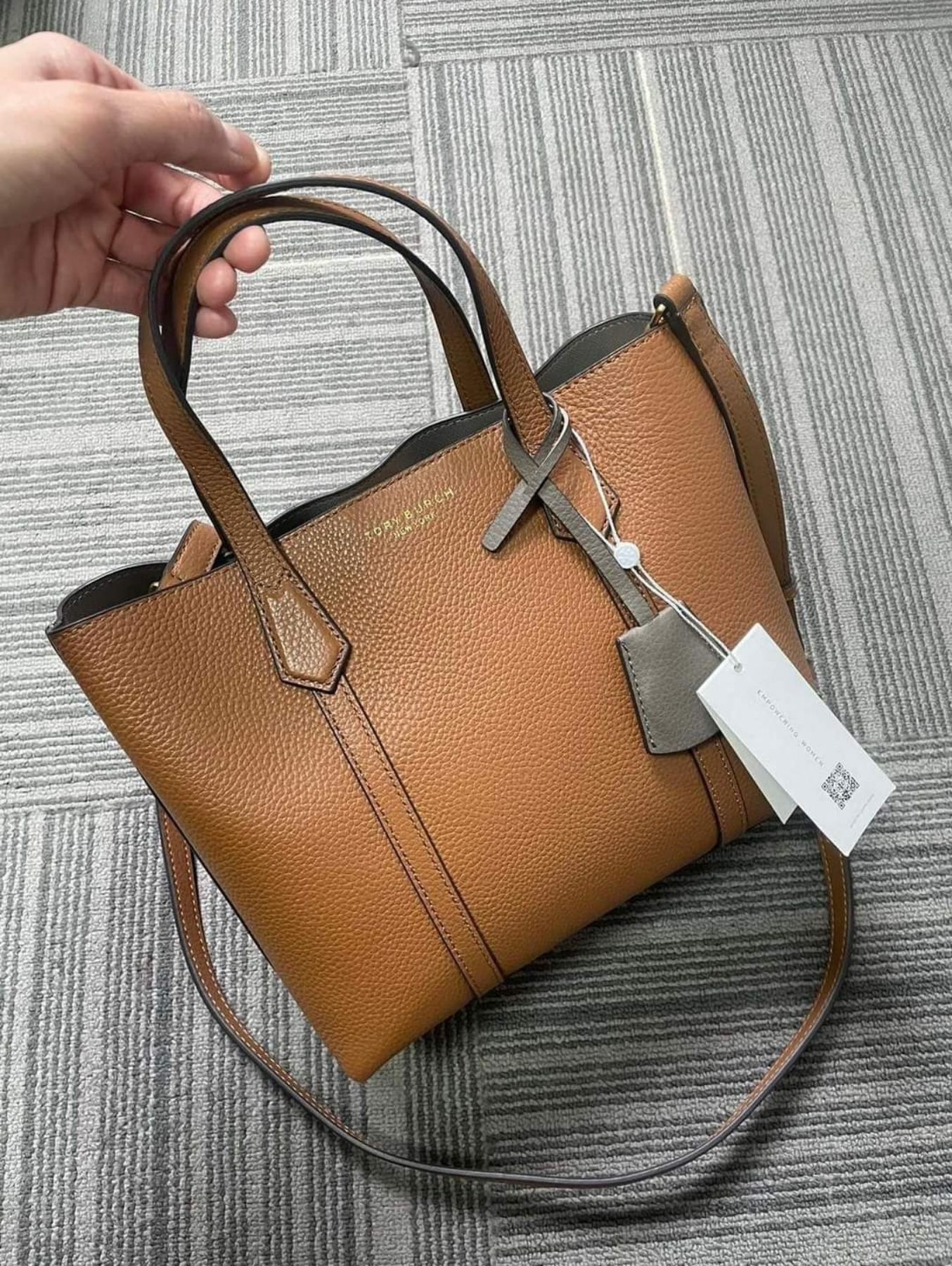 .Y . 81928 Small Perry Triple-Compartment Tote Bag in Light  Umber Italian Pebbled Leather - Women's Bag with Crossbody Strap | Lazada PH