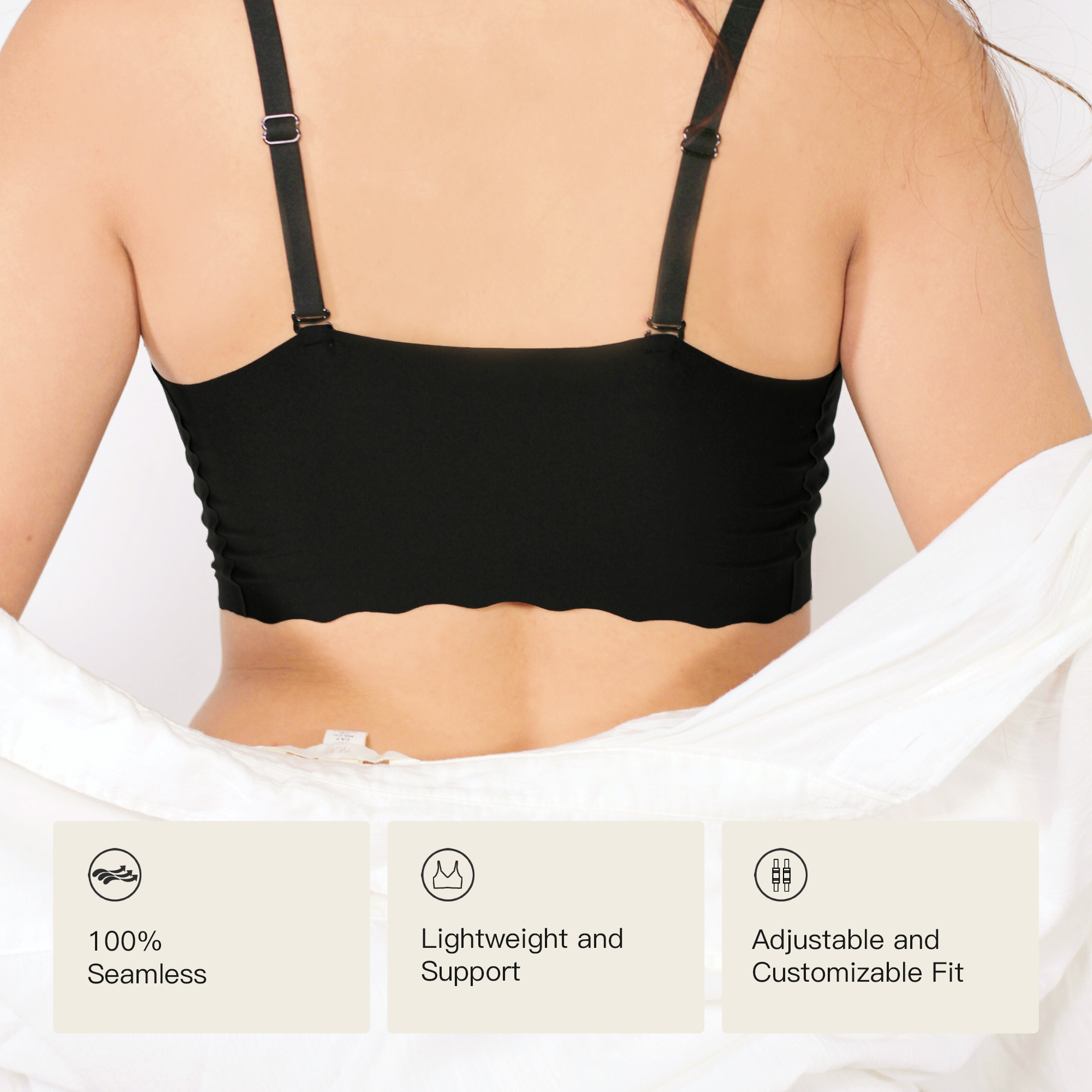 ecora [2PCS SET] 24H Comfort Straps Seamless Bra, Wireless bra for Women, Bra  seamless, Free size Yoga underwear, Push up adjustable bra