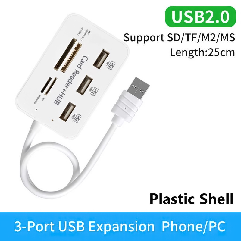 SD/XD/CF/TF/MS/M2 Card Reader All In One USB Port Extension USB Hub