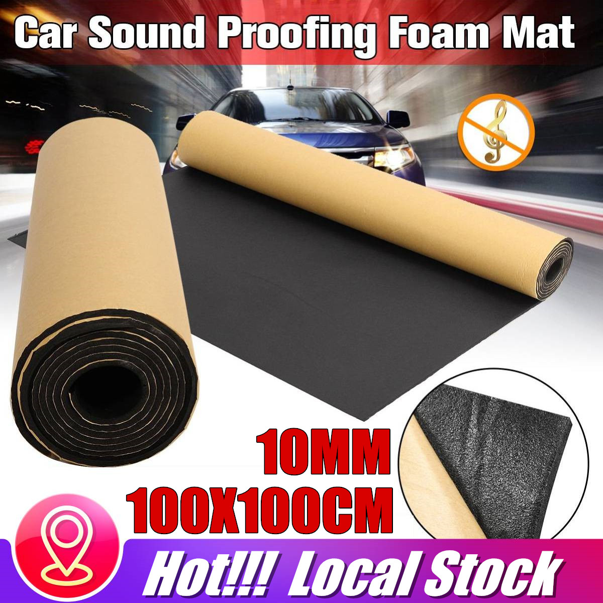 100X100cm 10mm Car Sound Proofing Deadening Van Boat Car Soundproofing