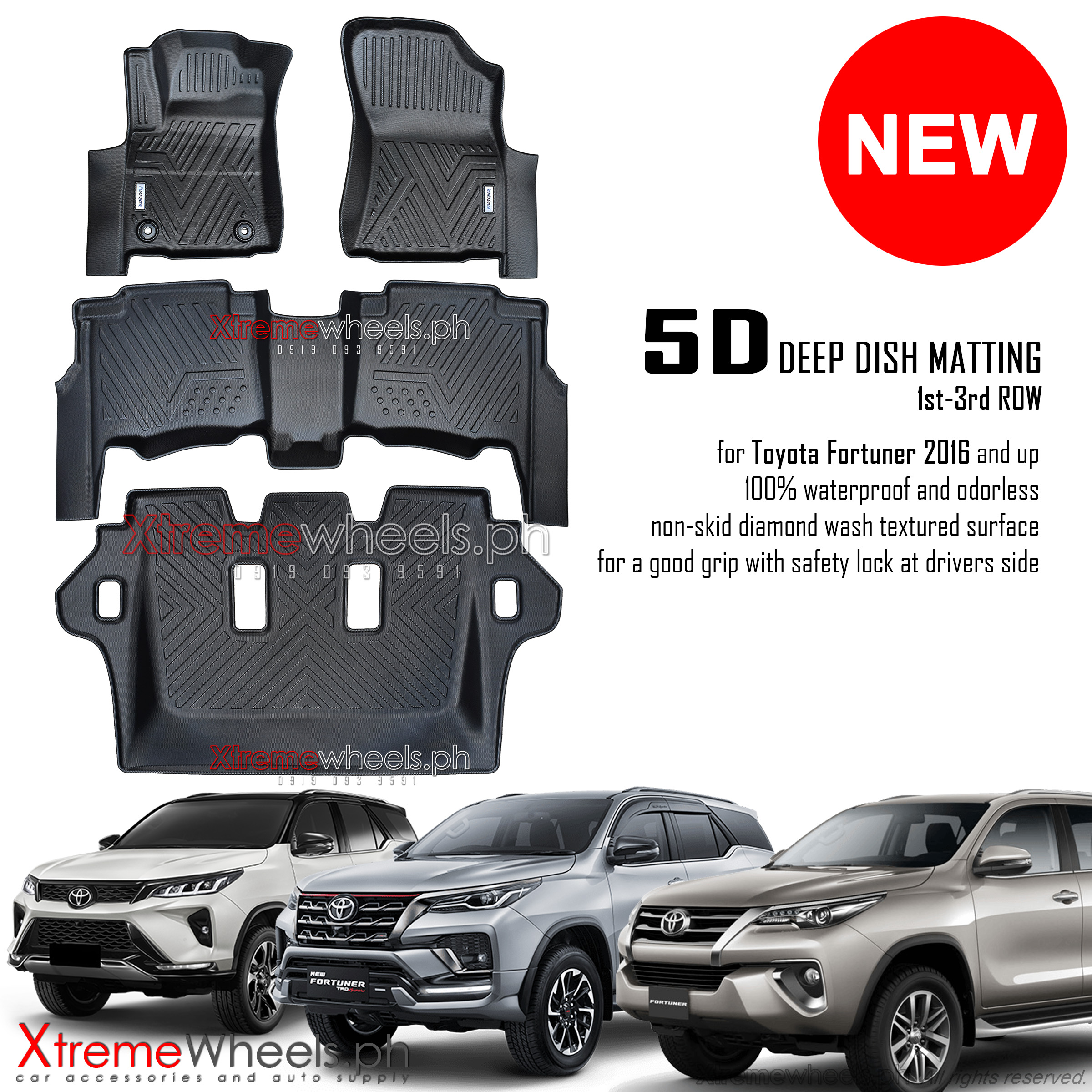 Toyota Fortuner 2016 2023 1st 3rd Row 5d Extended With Fortuner Logo Deep Dish Matting Toyota