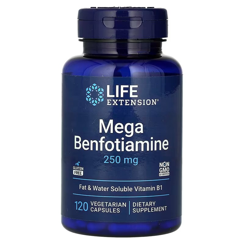 Mega Benfotiamine, FatSoluble Thiamine, Diabetic Neuropathy, 250 mg, 120 Vegetarian Capsules