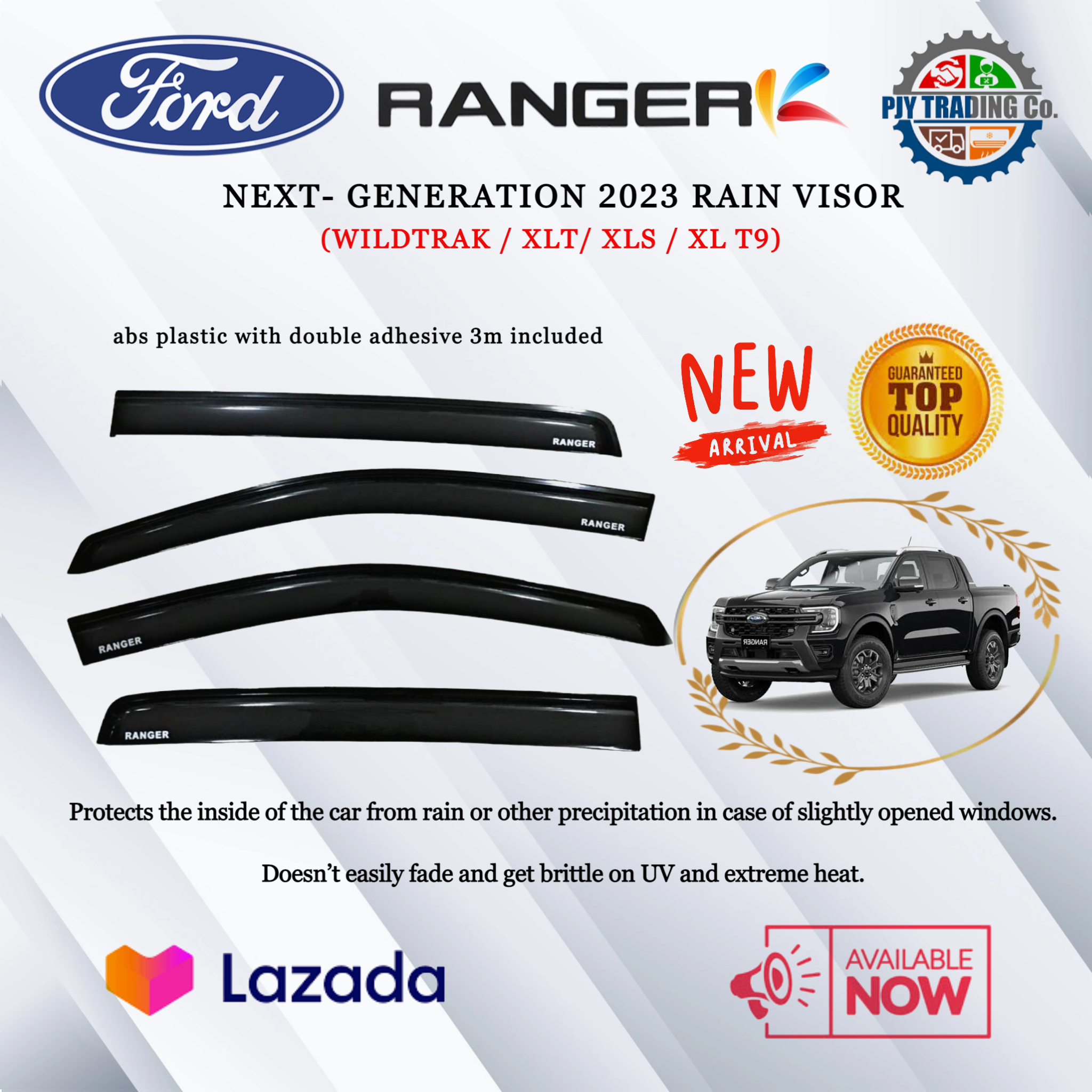 Ford Ranger 2023 Rain Visor (New Generation for Ford Ranger) Lazada PH
