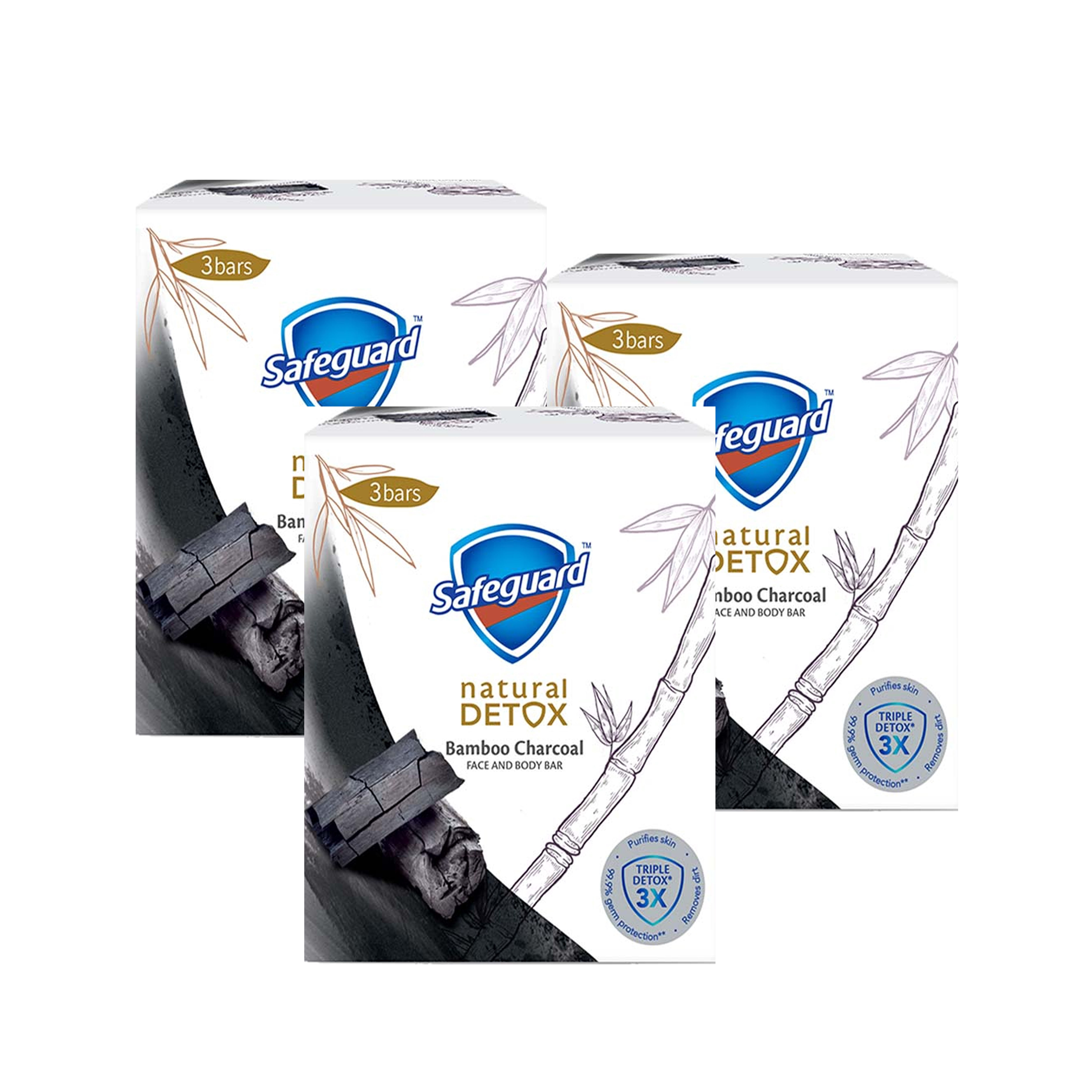 SAFEGUARD Detox Bar Soap Bamboo Charcoal 3pack (108g x 3 per pack