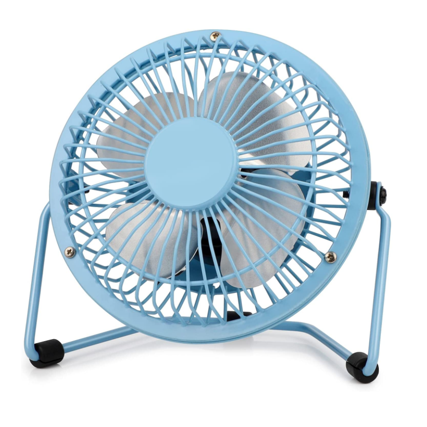 Mini USB Table Desk Personal Fan Metal Design, Quiet Operation 4' USB