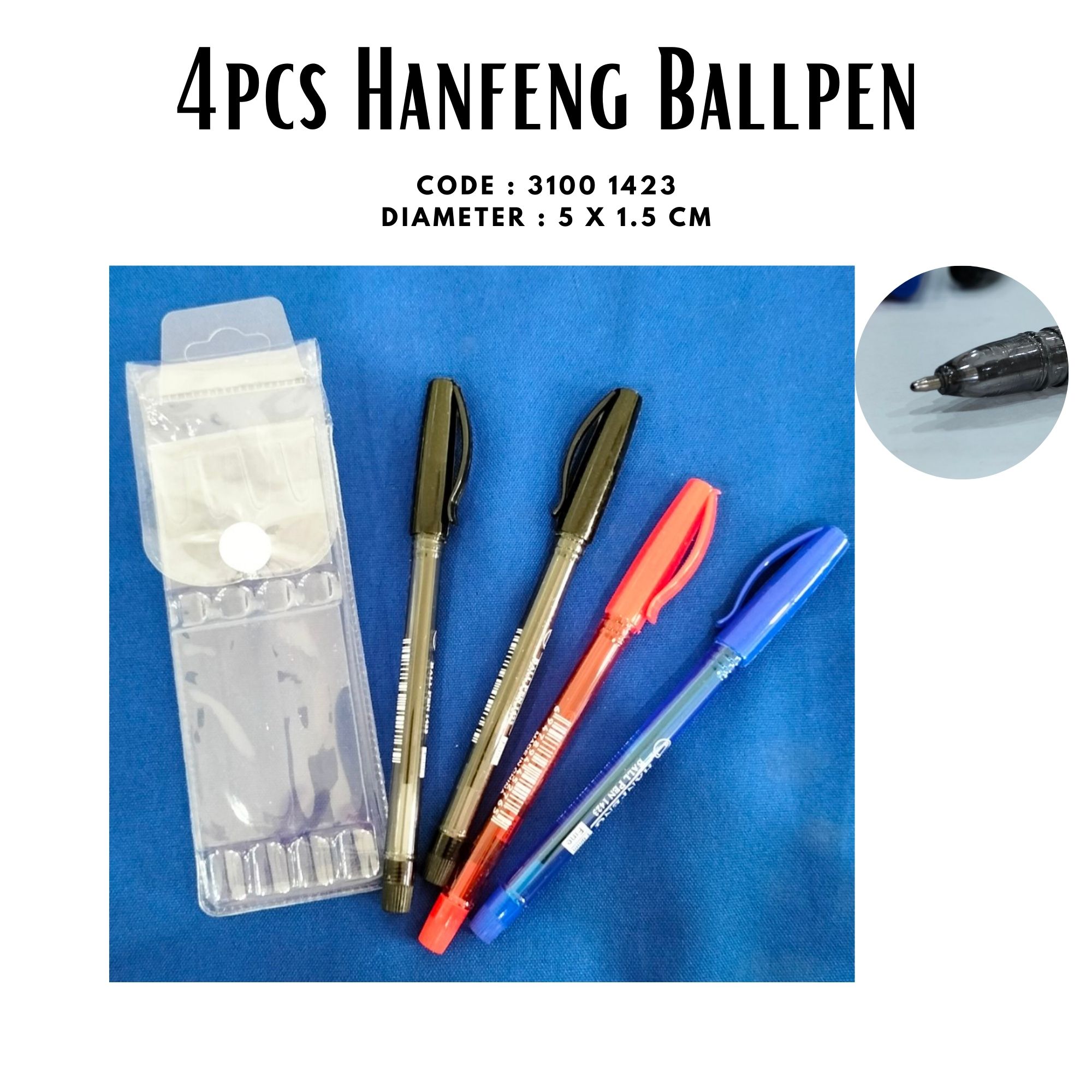 Hanfeng 1423 4PCS HANFENG BALLPEN / BALL POINT PEN / 4PCS. ASSORTED COLORS OF ...