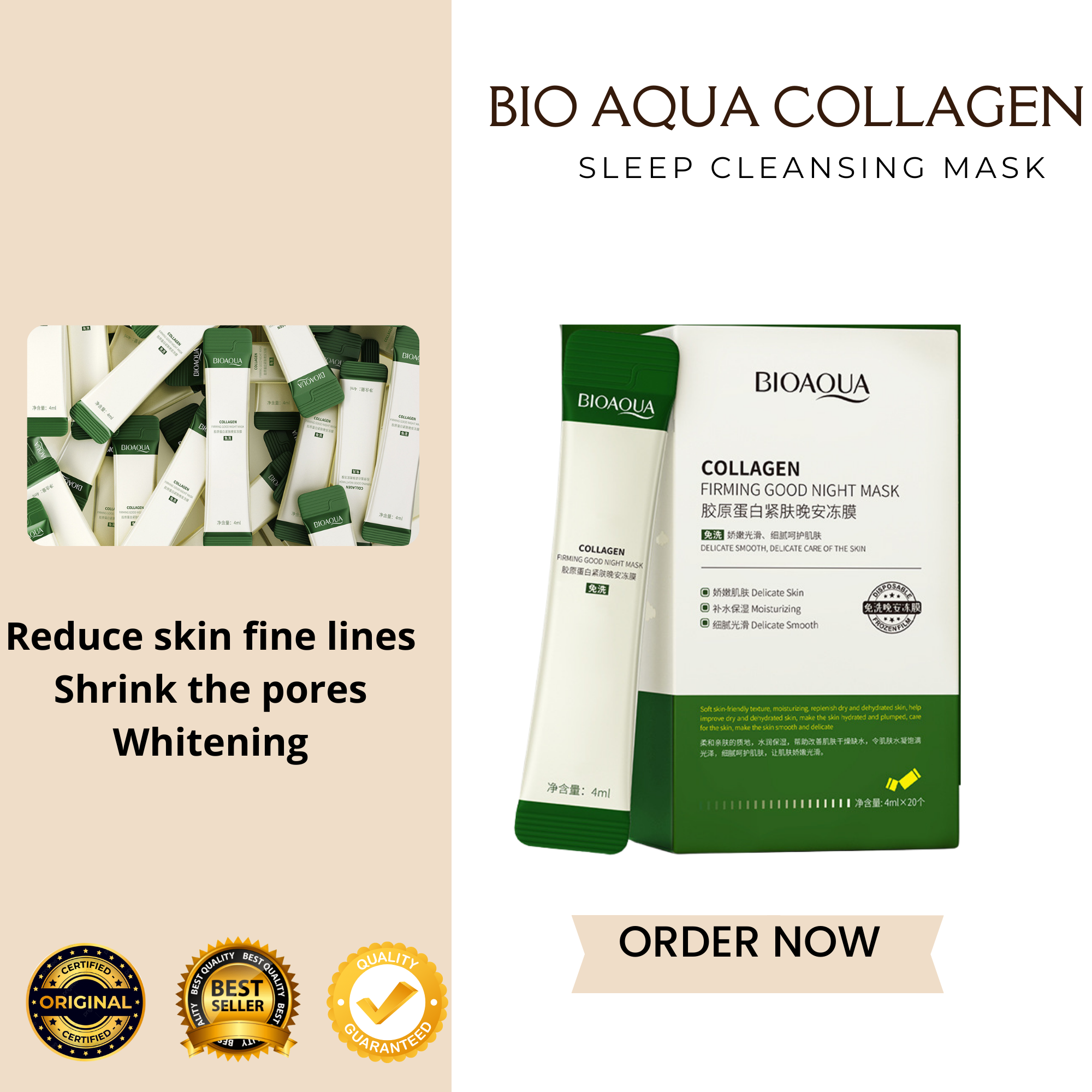 ORIGINAL 40PCS/2BOX BIO AQUA COLLAGEN GOOD NIGHT JELLY CONTROL