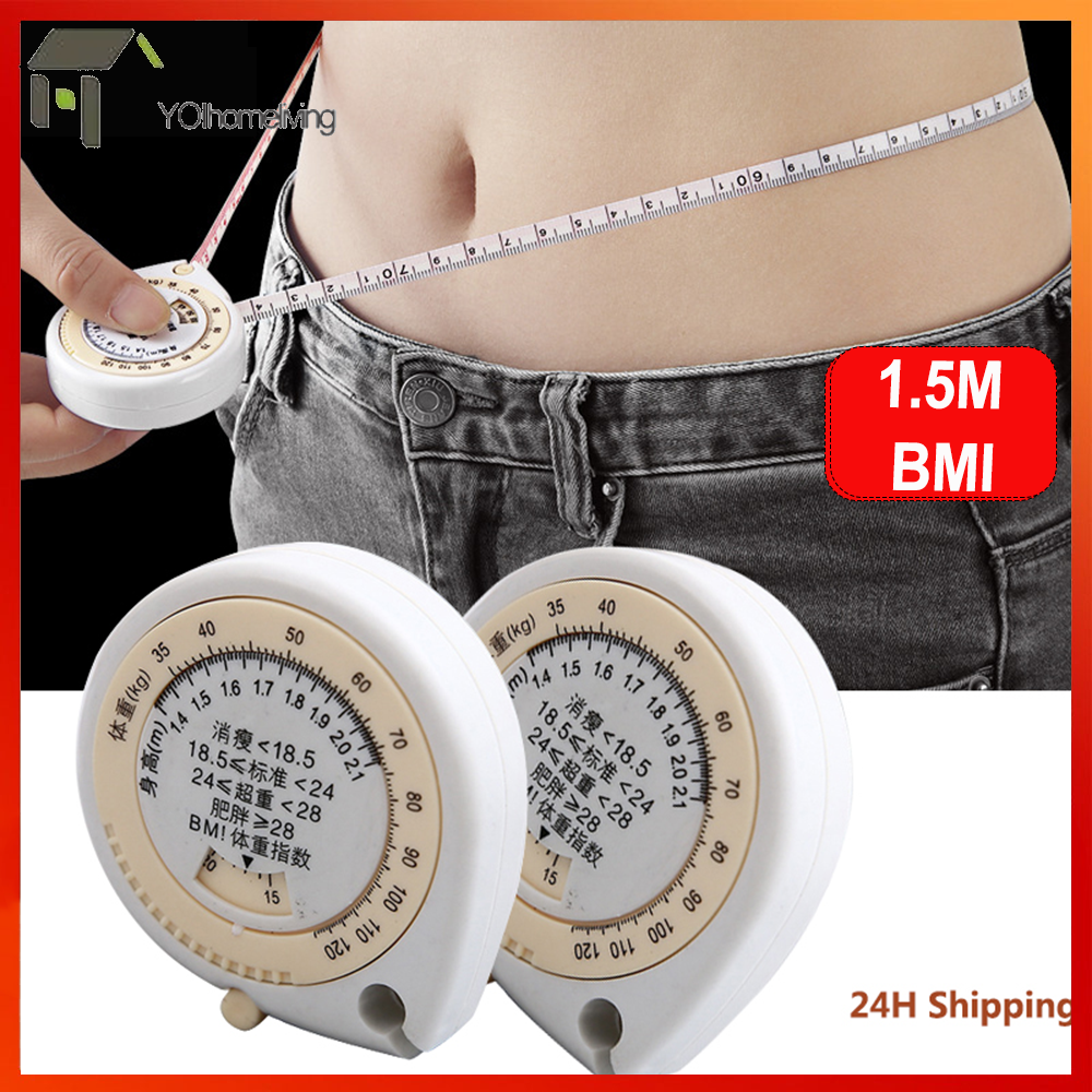 BMI Body Mass Index Retractable Tape 150cm Measure Calculator Diet