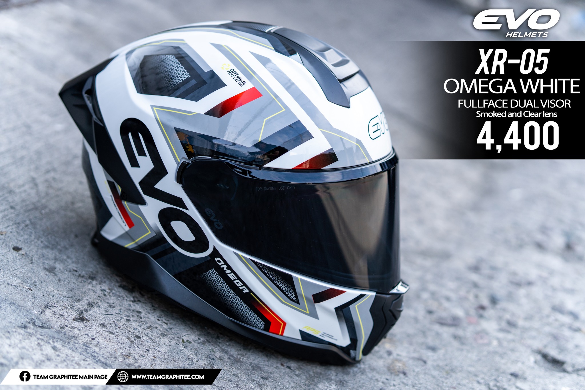 EVO XR05 OMEGA WHITE FULL FACE DUAL VISOR WITH FREE CLEAR LENS Lazada PH